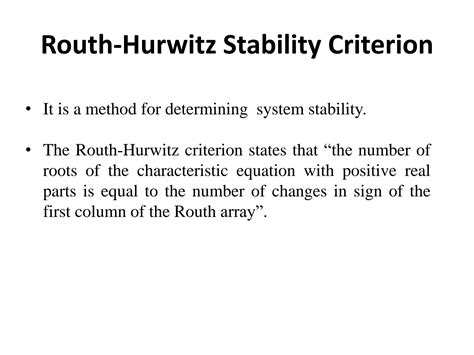 SOLUTION: Routh hurwitz stability criterion - Studypool