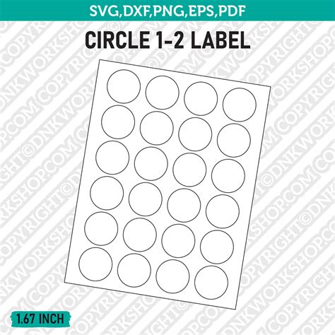 1.67 Inch Circle Label Template SVG Cut File Vector Cricut Clipart Png ...