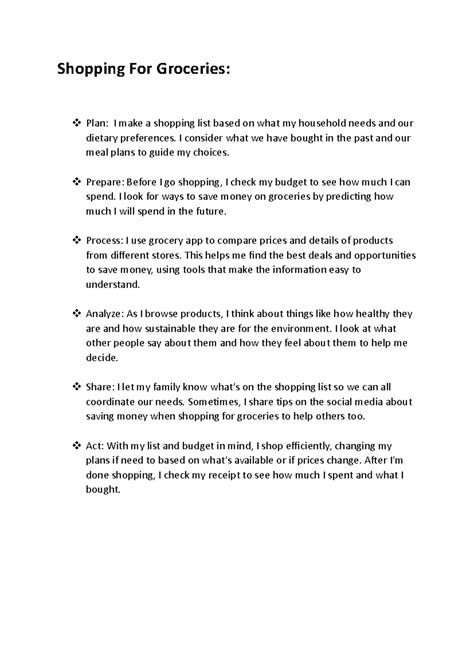 Data analytics process - Shopping For Groceries: Plan: I make a ...