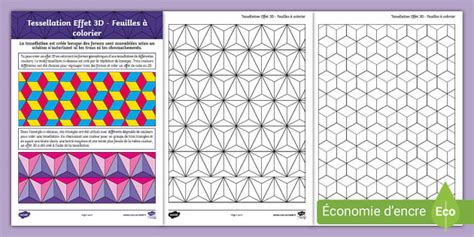 Tessellation Effet 3D Feuilles à colorier (teacher made)