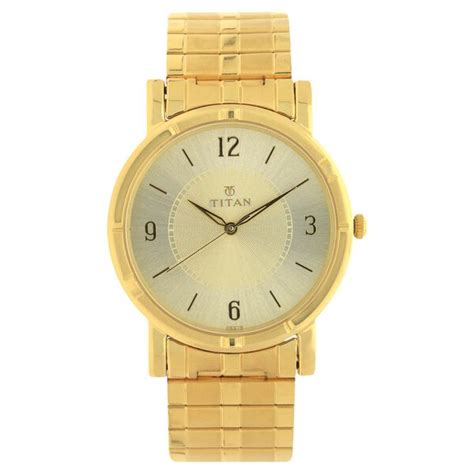 Buy Online Titan Quartz Analog Champagne Dial Stainless Steel Strap ...