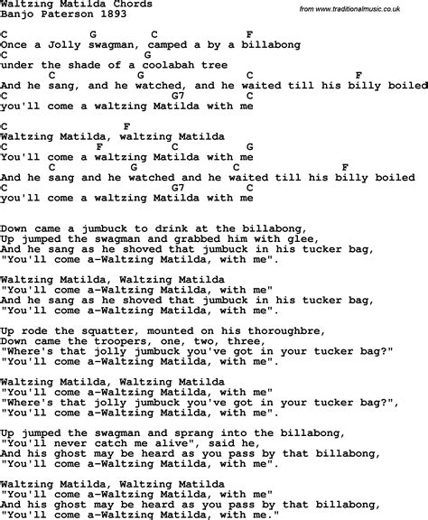 Waltzing Matilda Ukulele Tabs Songs Ukulele Ukulele Chords Songs