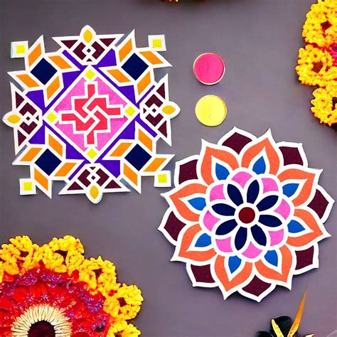 Buy Set of 2 Rangoli Stencils with a Splash of Colors in India at Best ...