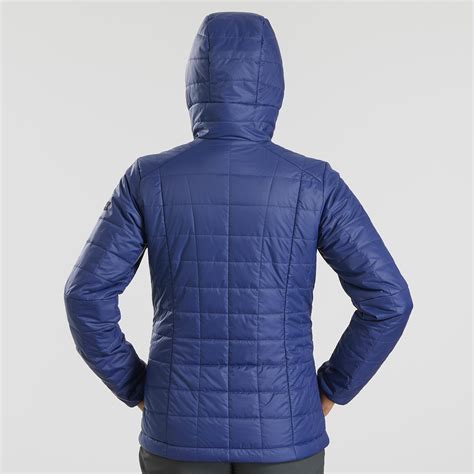 Women’s Hooded Mountain Trekking Insulated Jacket TREK100 - Blue