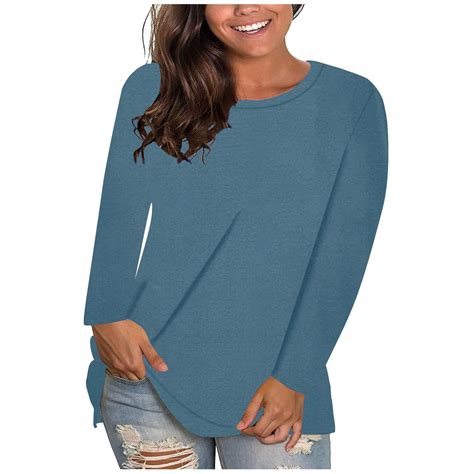 Posijego Women's Long Sleeve T Shirt Solid Color Lightweight Tshirts ...