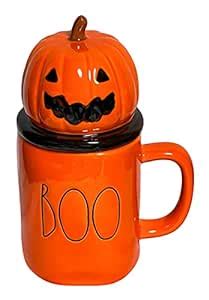 Buy Rae Dunn BOO Orange 16oz Mug w/ Round Pumpkin Head Topper Online at ...
