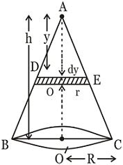Find the distance of the centre of mass of a solid cone of base radius ...