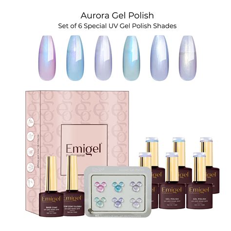 Emigel - Set of 6- Aurora UV Gel Polish – Emigel Professional - Nail ...