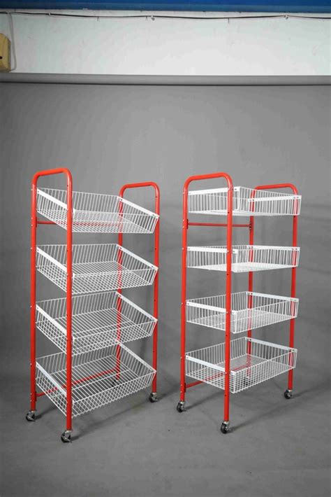 RAK JAJANAN WARUNG TIPE MIRSA 4 SUSUN KERANJANG, WARNA MERAH