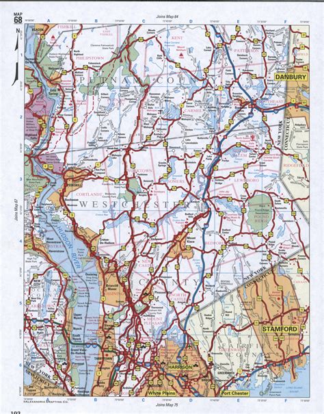 Map of Westchester County, New York state. Large map of county ...