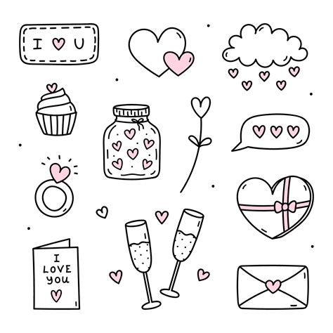 Download the Cute set of doodles for Valentine's Day - glasses of ...