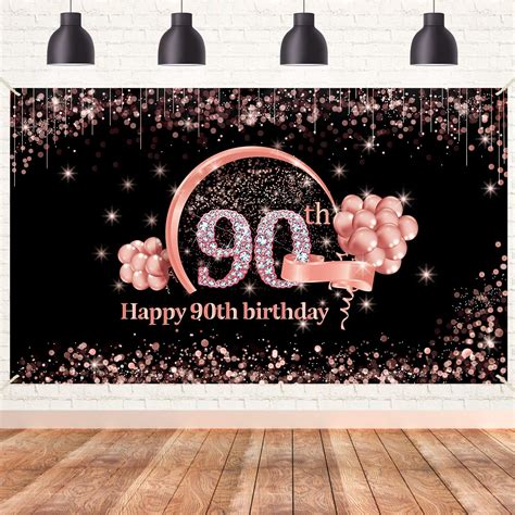 Buy Lnlofen 90th Birthday Banner Decorations Backdrop for Women, Extra ...