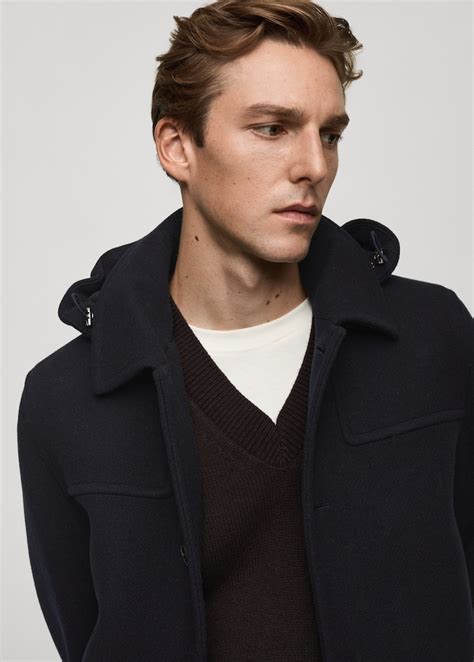 Detachable hood wool coat - Men | MANGO USA