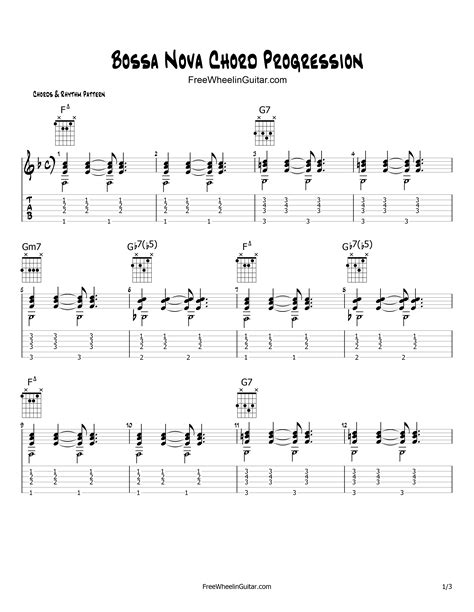 Bossa Nova Guitar Chord Progressions Creative Chord Progressions