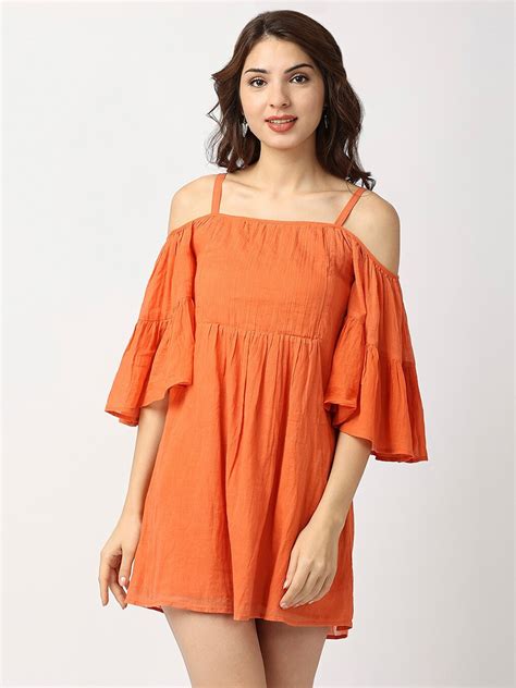Buy Aaliya Orange A Line Mini Cotton Dress - Dresses for Women 20537660 ...