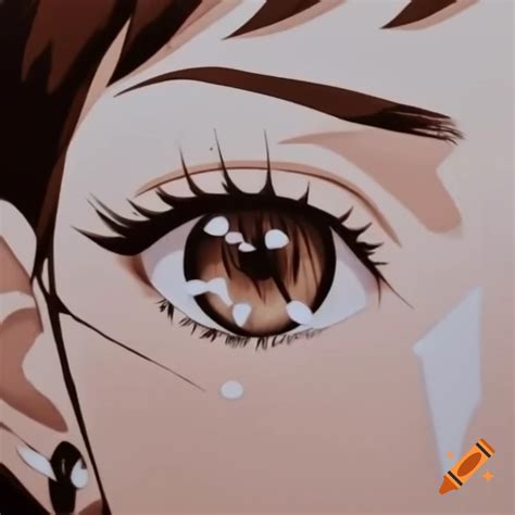 Close-up of almond-shaped eye with vibrant grey color and medium tan ...