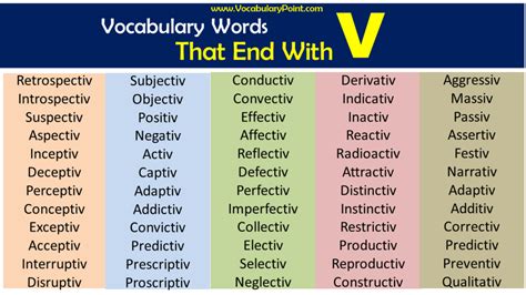Vocabulary Words That Ending in V - Vocabulary Point