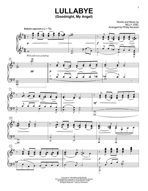 Billy Joel - Lullabye (Goodnight, My Angel) sheet music