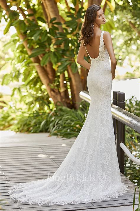 Lace Mermaid Wedding Dress Open Back