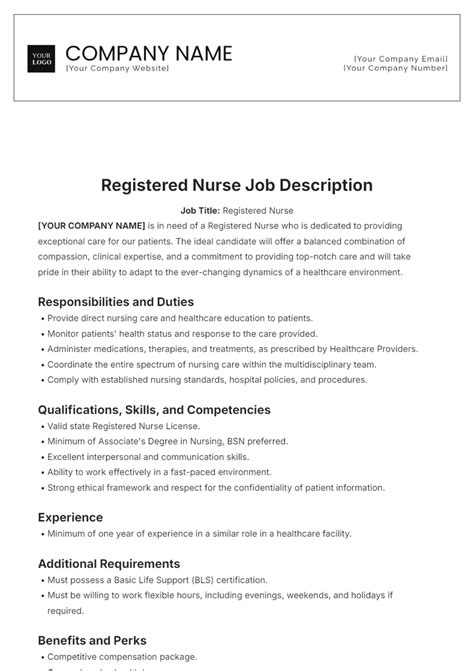 Rn Job Description For