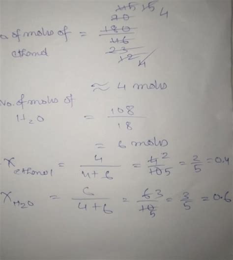 Find mole-fraction of each component in 180 gm ethanol and 108gm water ...