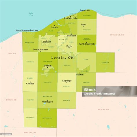 Oh Lorain County Vector Map Green Stock Illustration - Download Image ...