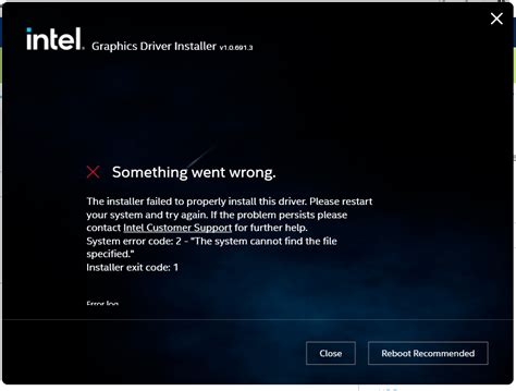 Intel Graphics Driver Installer Error 的图像结果