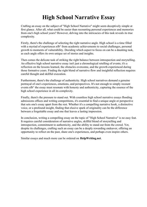 High School Narrative Essay | PDF
