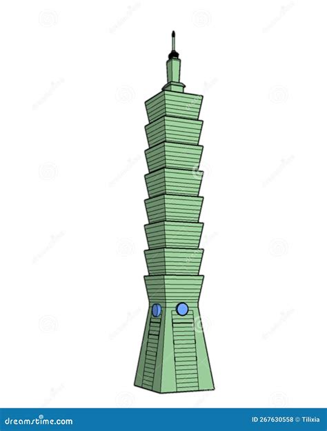 Tourist Attraction, Taipei 101 Tower, Taiwan. Stock Illustration ...