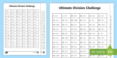 KS1 Ultimate Division Challenge Worksheet / Worksheet