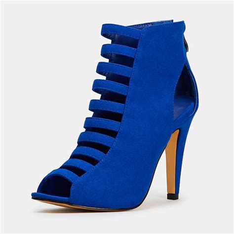 Women's Blue Strappy High Heel Sandals - Open-Toe Stiletto Heels for ...