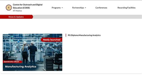 IIT Madras PG Diploma In Manufacturing Analytics Registrations Underway ...