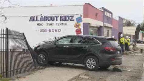 Woman loses control, crashes into Detroit daycare fence | FOX 2 Detroit