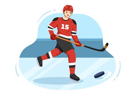 Ice Hockey Player Sport with Helmet, Stick, Puck and Skates in Ice ...