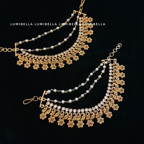 Buy Floral Style Ear Chain With White Pearls in Online – LumibellaFashion