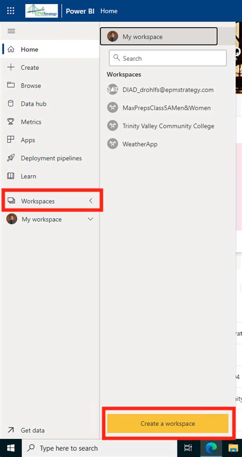 Image result for Create a Power Bi Workspace Menu