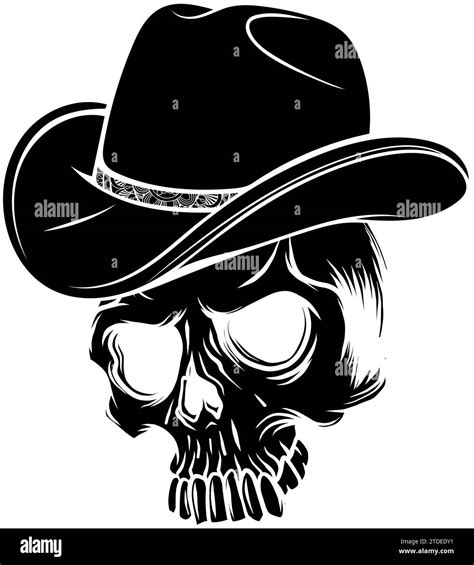 black silhouette of Skull cowboy on white background Stock Vector Image & Art - Alamy