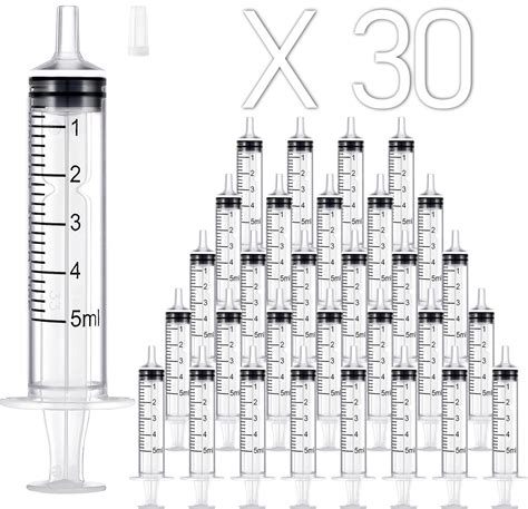 Snapklik.com : 30 Pack 5ml Plastic Syringe Without Needle, Sterile ...