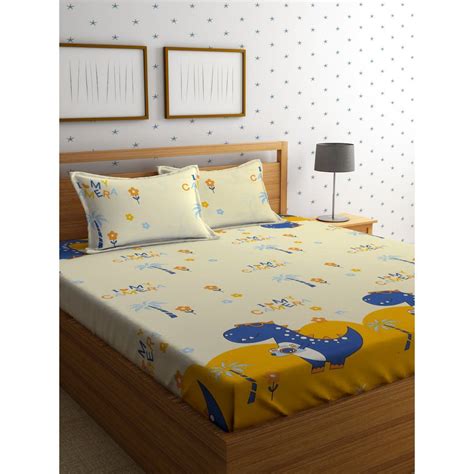 Buy HOSTA HOMES Cartoon Characters 210 TC Queen Bedsheet with 2 Pillow ...