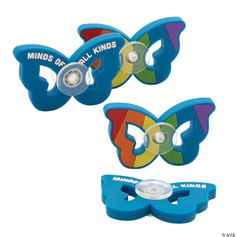 2 3/4" x 1 3/4" Rainbow Butterfly Neurodiversity Fidget Spinners - 12 ...