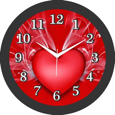 Buy MBD BEST Unique Design Plastic Red Heart Love Print Wall Clock for ...
