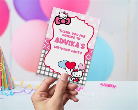Hello Kitty Theme Thank You Card | Kids birthday party – Party Supplies ...