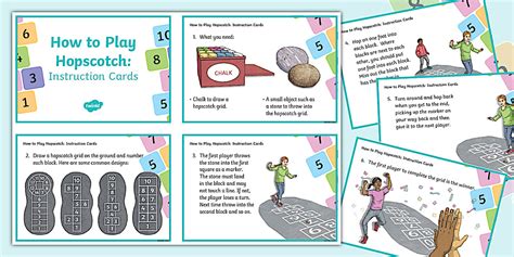 How to Play Hopscotch - Instruction Cards (teacher made)