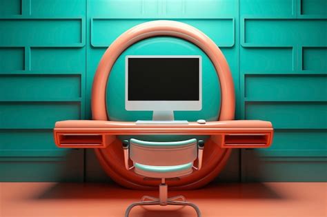 Rendering 3D della scrivania del computer | Immagine generata dall'IA