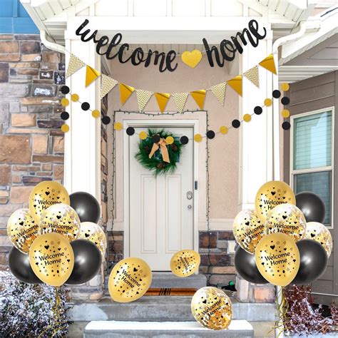 SPECOOL Welcome Home Decorations, Glitter Black Gold Welcome Home ...