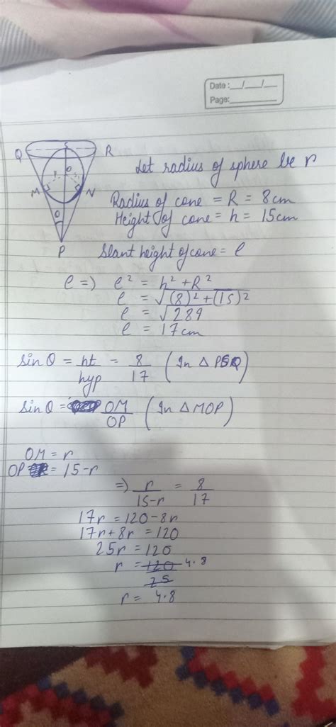 A conical vessel of radius 8cm and height 15cm is completely filled ...
