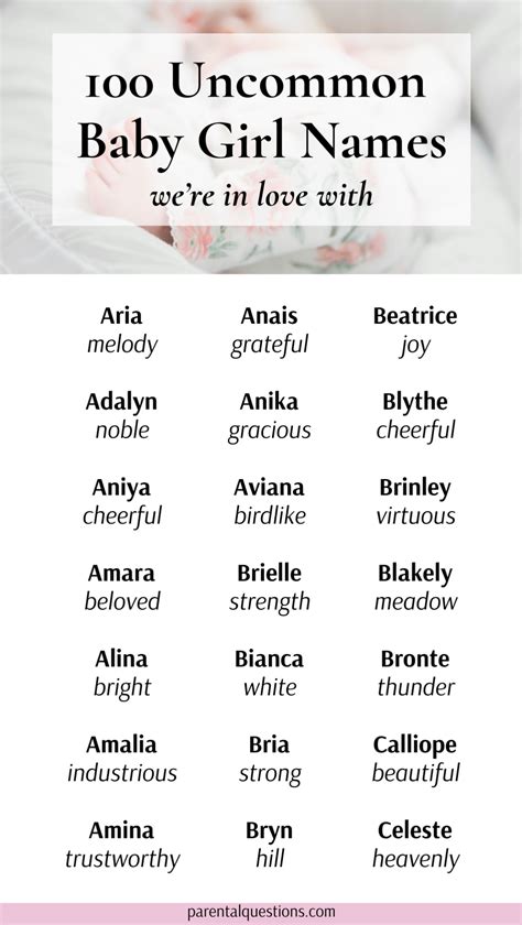 The ultimate list of uncommon baby girl names their meanings for 2024 ...
