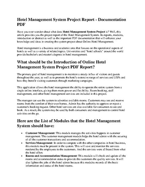 Hotel Management System Project Report - Its reports, modules ...