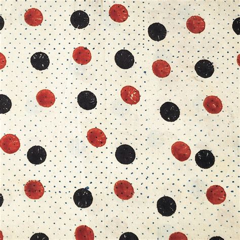 Pure Cotton Ajrak Cream With Tiny Dots And Red And Black Polka Dots Ha ...