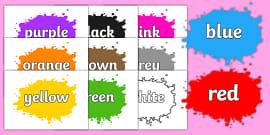 Colour Names on Splats - Colour Posters for Classroom